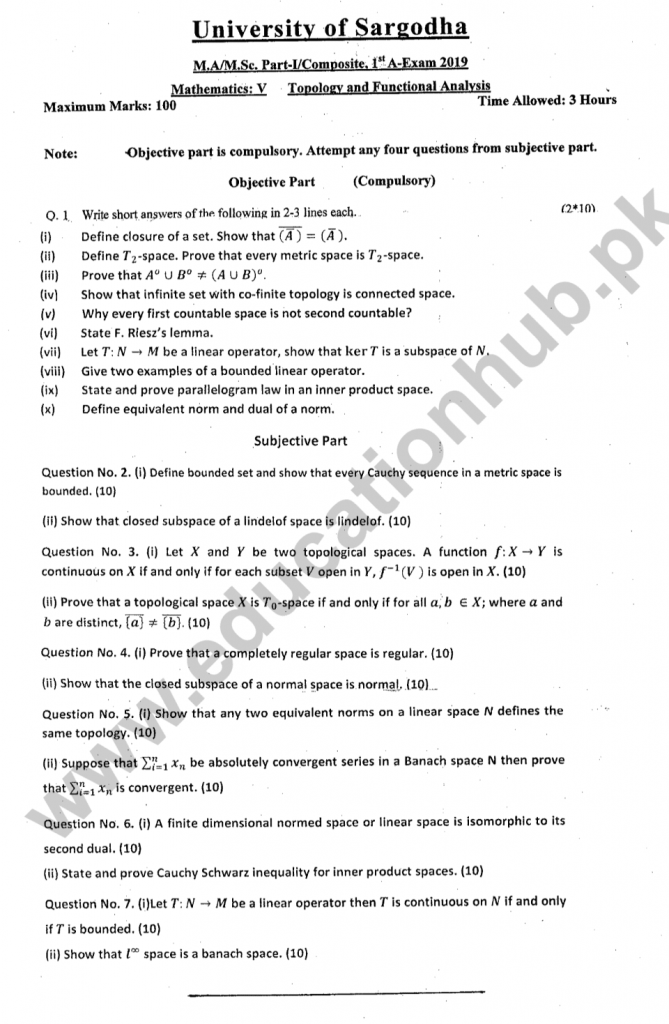 Paper 5 MSc MATH-1 UOS 1-A-2019