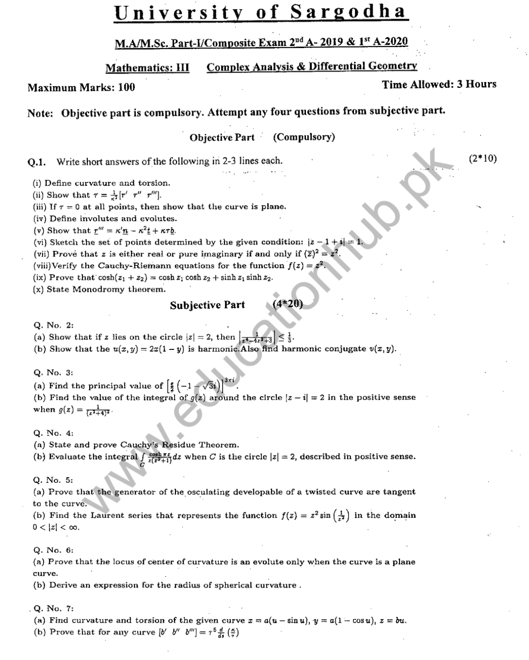 Paper 3 MSc MATH-1 UOS 1-A-2020