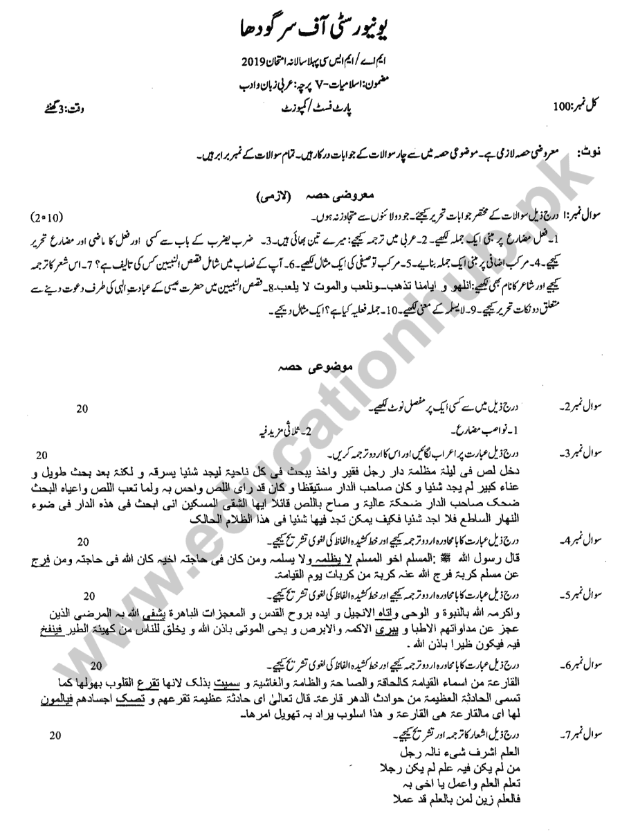 Paper 5 ma Islamic Studies-I 1-A2019