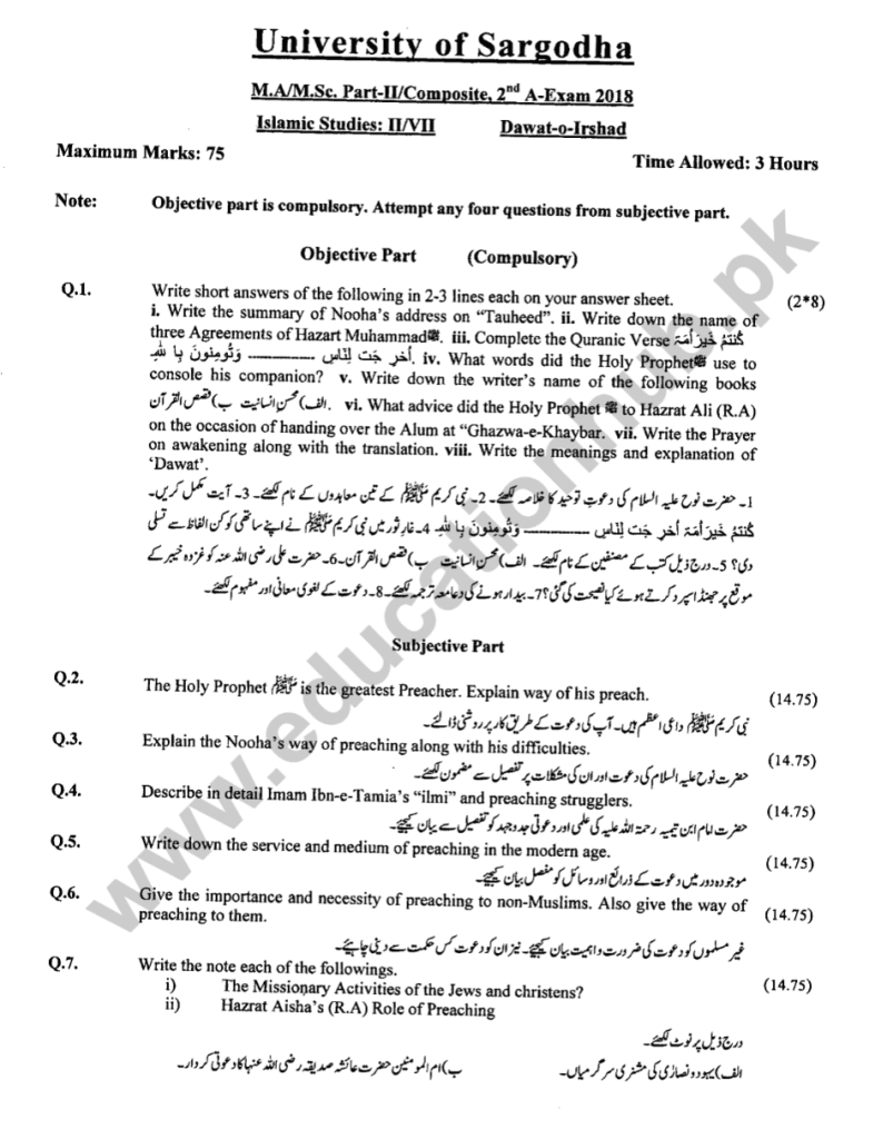 Paper 7 ma Islamic Studies-II 2-A2018