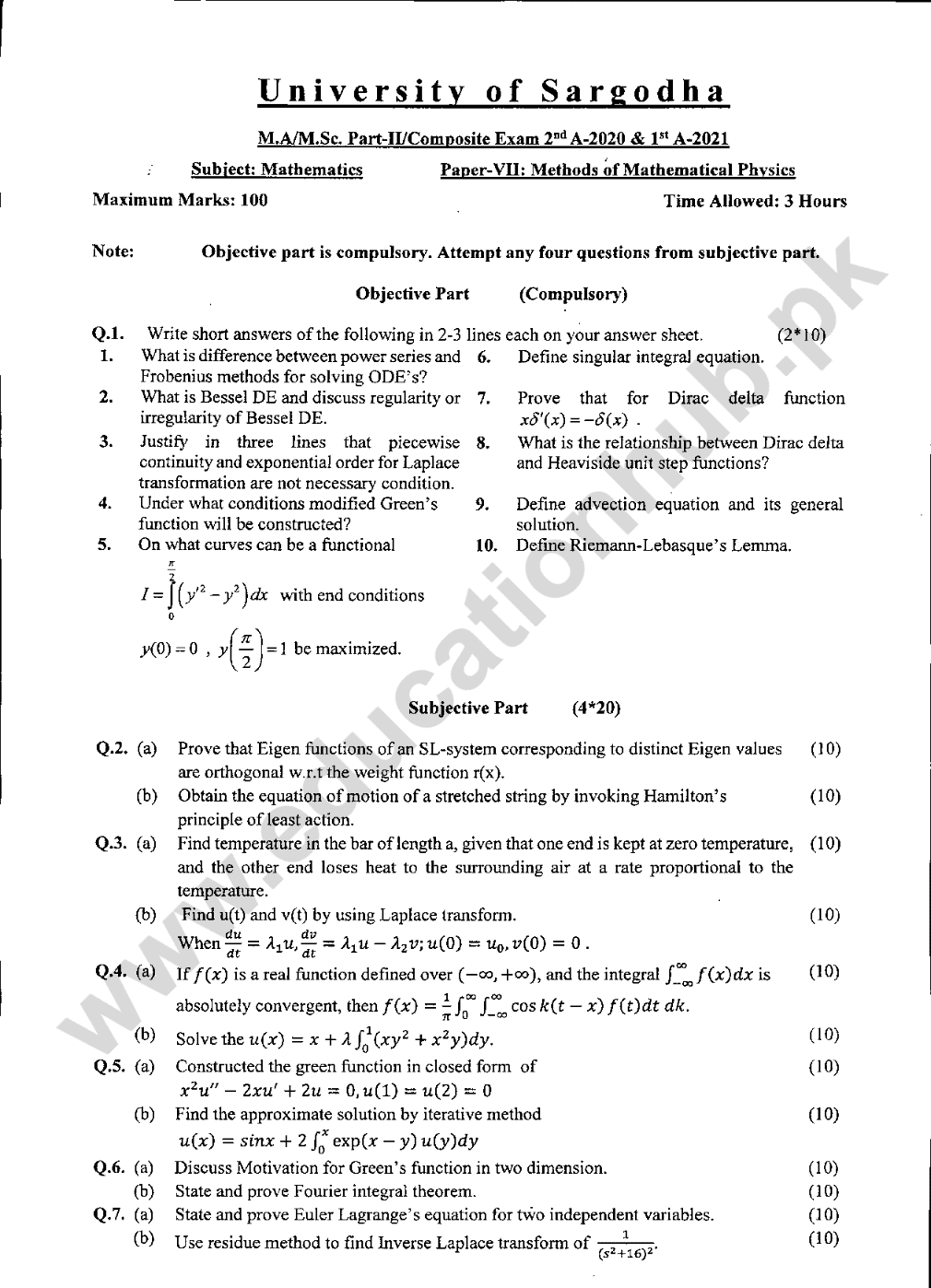 Paper 7 MA Math-2 UOS 1-A-2021