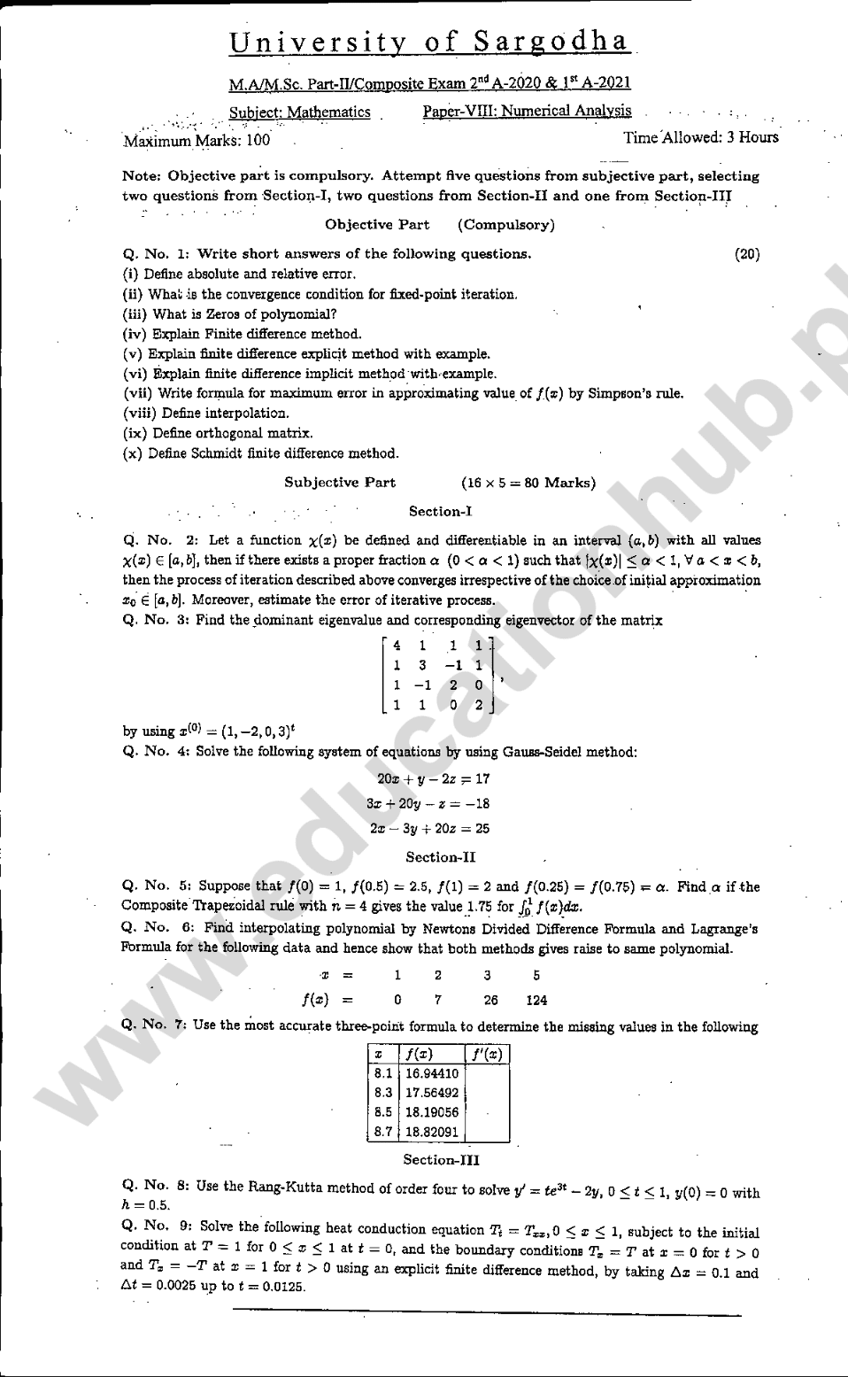 Paper 8 MA Math-2 UOS 1-A-2021