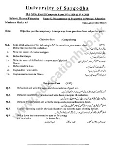 Paper 10 MA Physical Education-2 UOS 1-A-2021