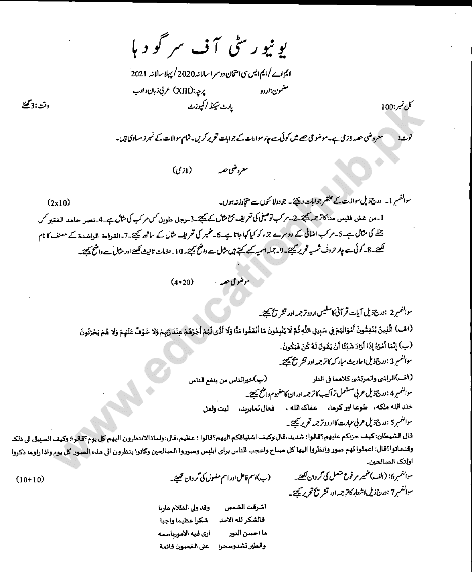 Paper 13 MA Urdu-2 UOS 1-A-2021