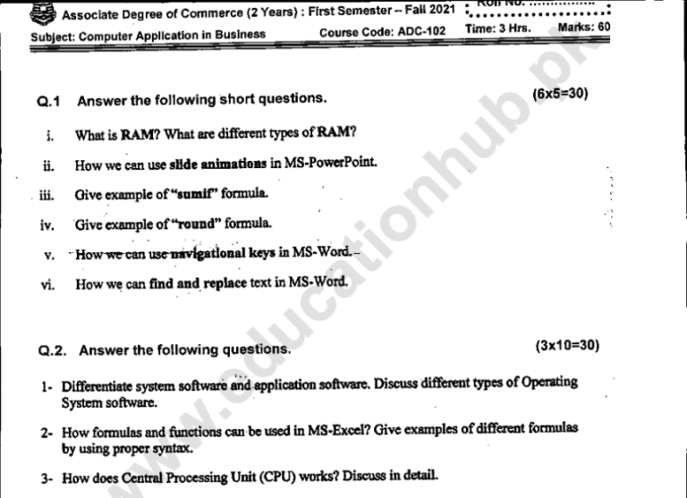 adc-102-computer-applications-in-business-adc-pu-past-paper-fall-2021