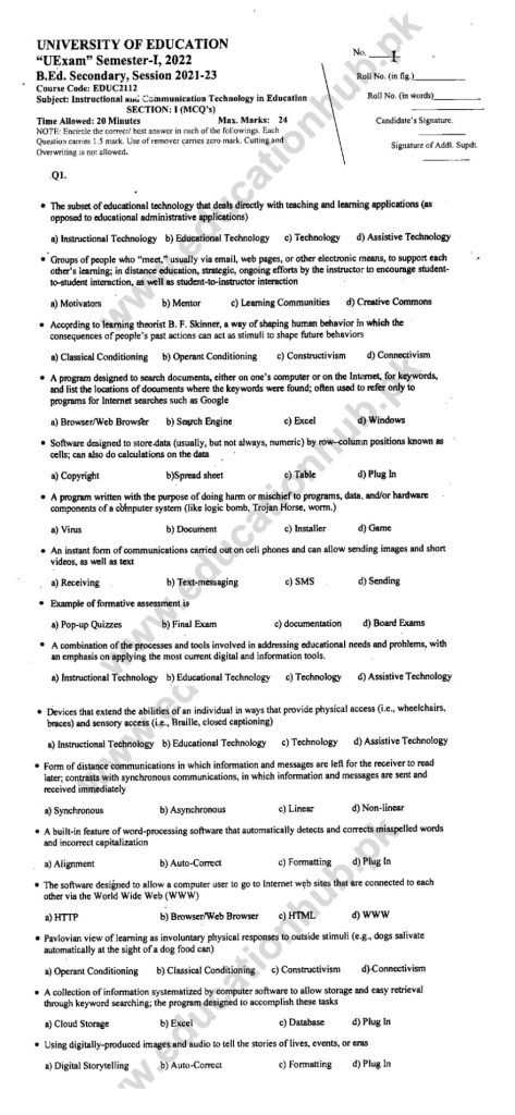 EDUC-2112 OBJECTIVE B. ED EDUCATION UNIVERSITY PAST PAPER 2022