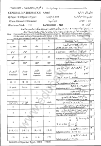 G.Math 10th Class Group-1 Objective Annual-2022