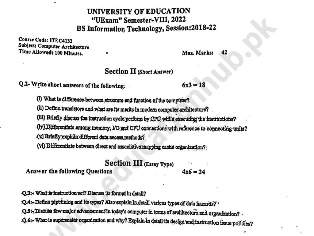 ITEC-4132 subjective BS IT Education University PAst Paper 2022