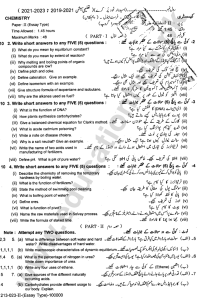 Chemistry 10th Class Group-2 subjective BISE LAHORE Annual-2023