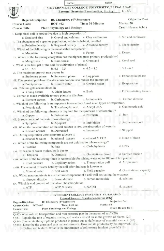 BOT-402 BS CHEMISTRY GCUF Past Paper 2023.jpg