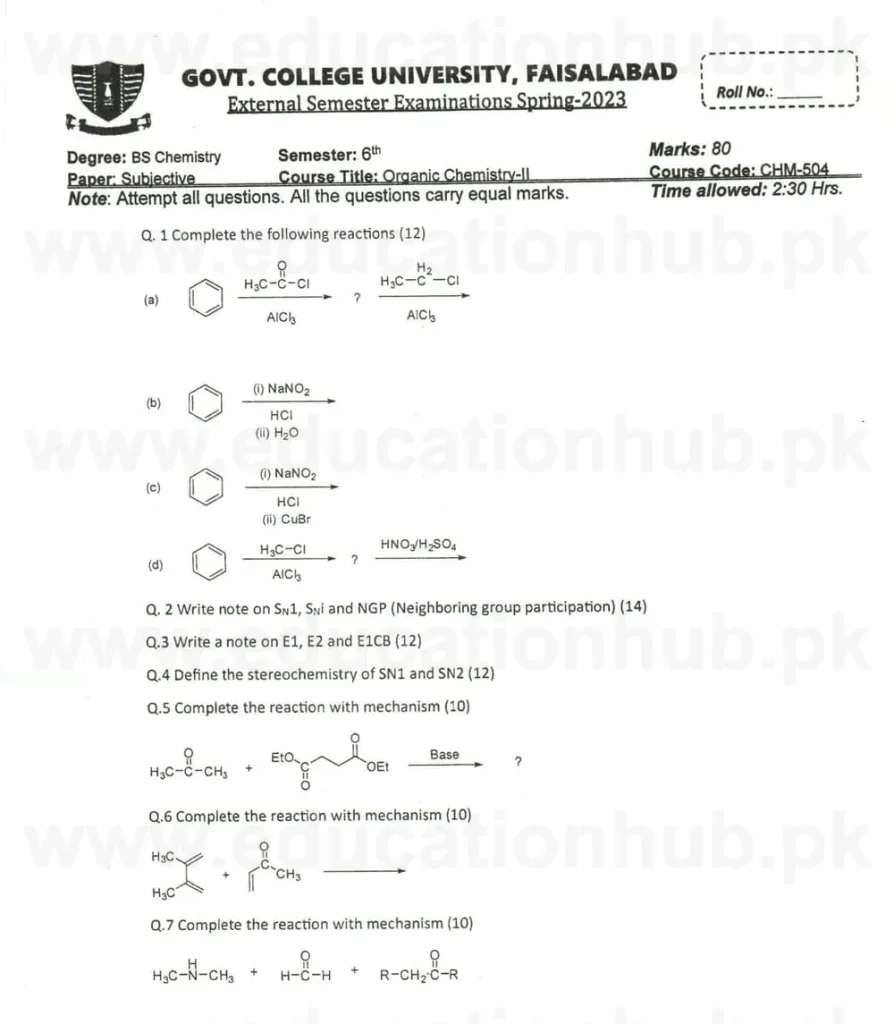 CHM-504 BS CHEMISTRY GCUF Past Paper 2023 (2)