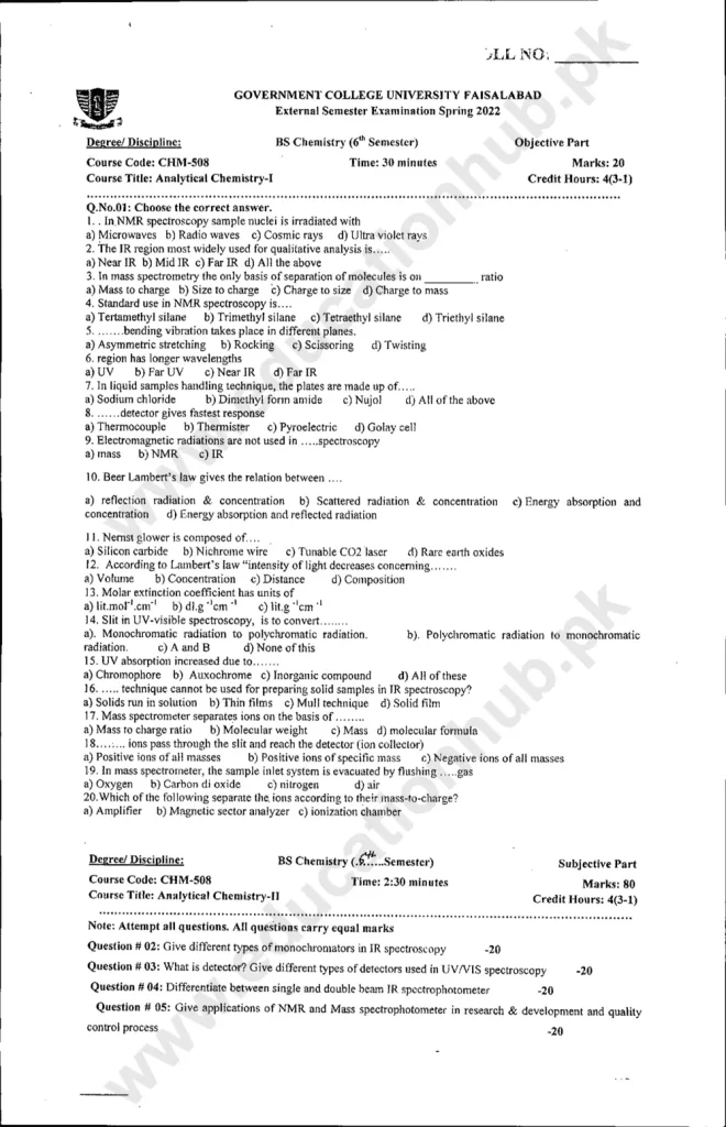 CHM-508 BS Chemistry GCUF Spring-2022 Past Paper (2)