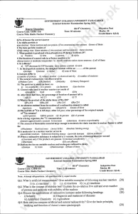 CHM-616 BS Chemistry GCUF Spring-2022 Past Paper