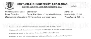 POL-508 History of IR BS Pol Science GCUF Past Papers 2023 (2)