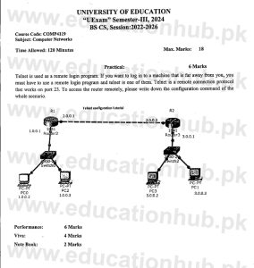 COMP-4119 Computer Networks Education University Practical Past Paper 2024