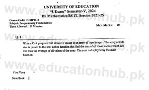 comp-1112 Programming Fundamentals Education University Practical Past Paper 2024-2